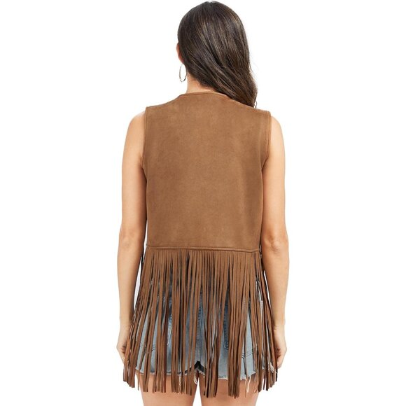🆕Women Brown Faux Suede Western Sleeveless 70s Cowgirl Hippie Outfits - Picture 5 of 8
